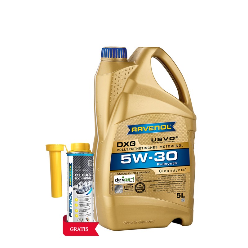 RAV DXG 5W-30 5L USVO +  Petrol Clean Extreme 0.3L GRATIS