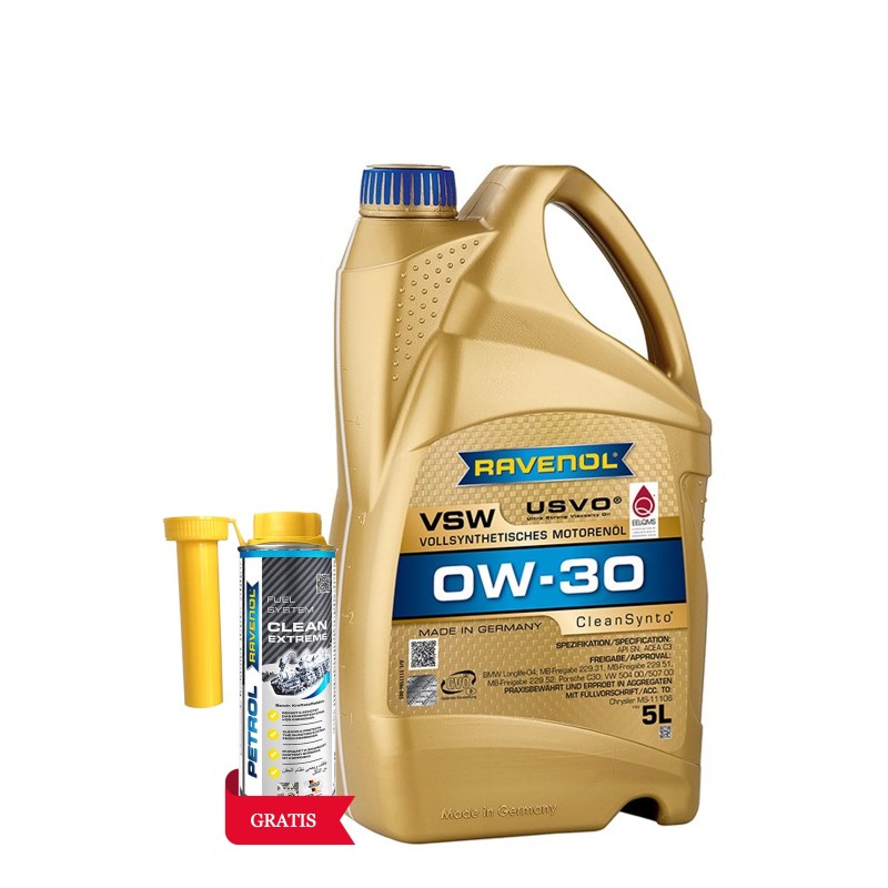 RAV VSW 0W-30 5L USVO +  Petrol Clean Extreme 0.3L GRATIS
